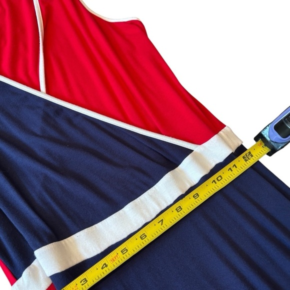 Nautica Red White and Blue V-Neck Halter Midi Dress, Size Small - Picture 7 of 9
